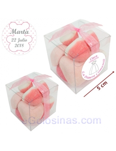 Caja chuches personalizada bautizo con foto rosa