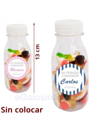 BOTELLA MINI CHUCHES BRILLO COMUNION personalizada