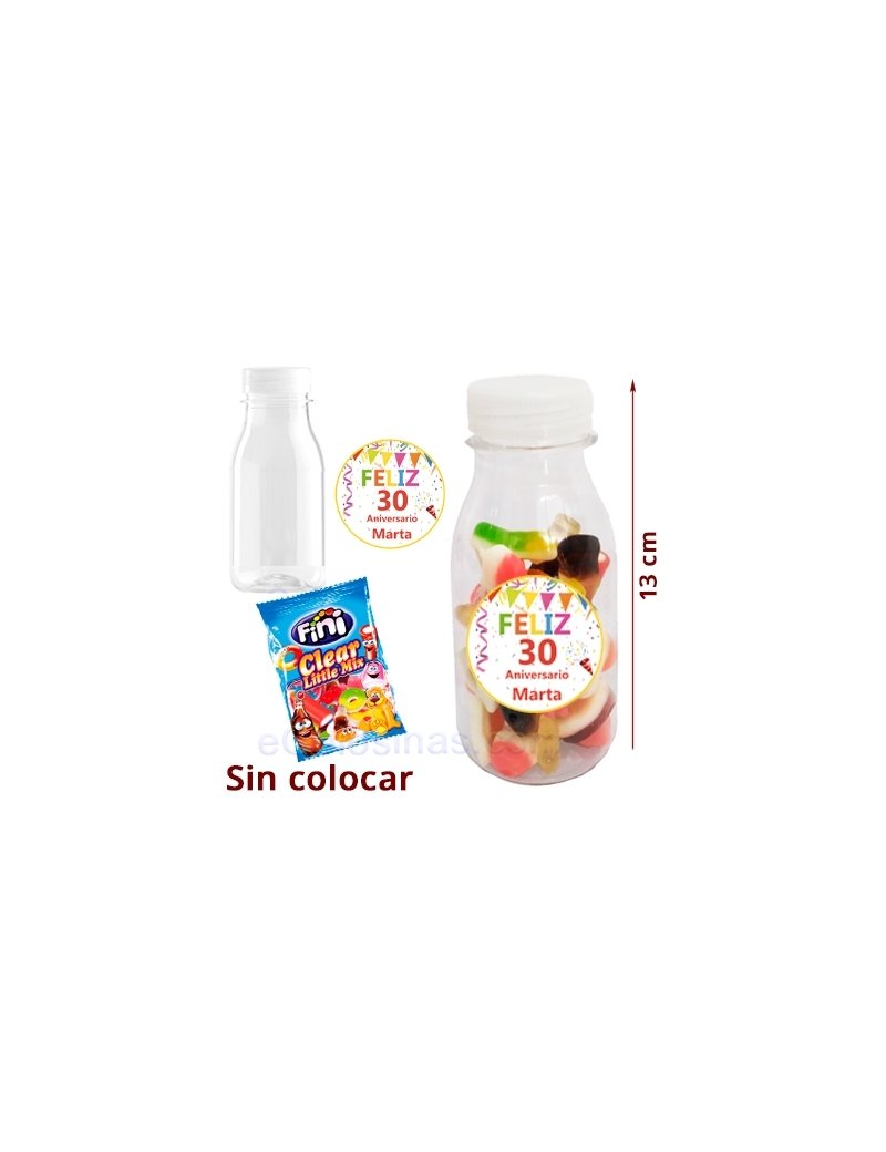 BOTELLA MINI CHUCHES BRILLO CUMPLEAÑOS personalizada
