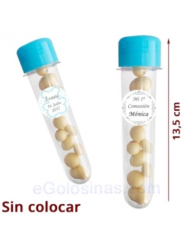 TUBO TAPA AZUL CONGUITOS BLANCOS personalizado