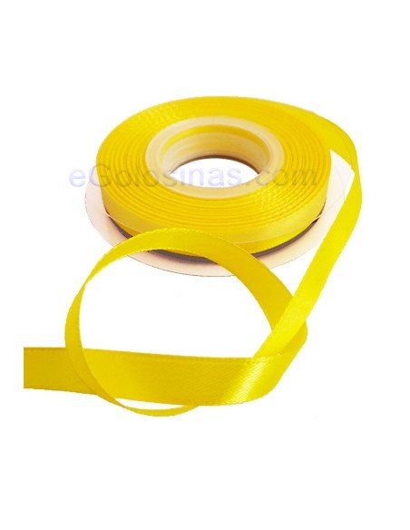 CINTA TELA RASO AMARILLO 1cm 22MTS