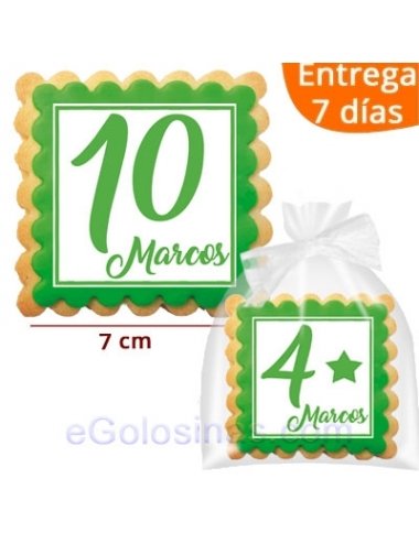 GALLETAS PERSONALIZADAS ANIVERSARIO VERDE